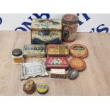 A LOT OF VINTAGE TINS INC SLIPPERY ELM FOOD SOOTHING HEALING CREAM ETC