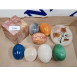 MIXTURE OF MULTI COLOURED STONE EGGS AND OTHERS