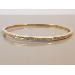 9CT GOLD DIAMOND BANGLE 9.3G 6CMS WIDE