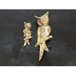 9CT GOLD OWL BROOCH TOGETHER WITH SMALL MATCHING PENDANT BOTH FULLY HALLMARKED 6.3GRAMS