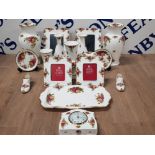 15 PIECES OF ROYAL ALBERT OLD COUNTRY ROSES PICTURE FRAMES MANTLE CLOCK VASES ALL GOOD CONDITION