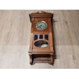 ARTS AND CRAFTS MAHOGANY CASED WALL CLOCK WITH BRASS DIAL