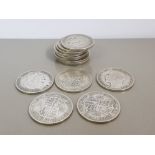 14 X SILVER .500 HALF-CROWN COINS 1920-46