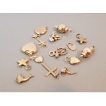 9CT GOLD PENDANTS AND CHARMS 17.8G