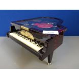MUSICAL PIANO JEWELLERY BOX AND CONTENTS