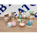 8 FIGURES FROM THE BEATRIX POTTER COLLECTION TO INCLUDE ROYAL ALBERT BENJAMIN BUNNY BESWICK JEMIMA