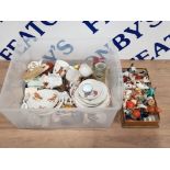 2 BOXES OF MISCELLANEOUS SMALL GLASS AND CHINA