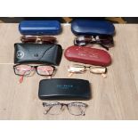 5 PAIRS OF SUBSCRIPTION GLASSES TO INCLUDE RAY BANS TED BAKER ETC