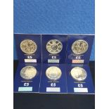 6 DIFFERENT UK £5 COINS 2017-2020 ALL DIFFERENT UNCIRCULATED IN CHANGECHECKER CARDS