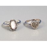 2 X SILVER MARCASITE RINGS SIZES N AND Q