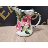 A WEYMSS POTTERY CABBAGE ROSE PATTERN JUG STAMPED AND SIGNED 13.5CM