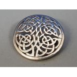 SILVER CELTIC DESIGN ROUND BROOCH