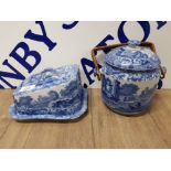COPELAND SPODE ITALIAN BISCUIT BARREL AND CHEESE DISH