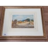 A WATERCOLOUR BY JOHN PEDDER (1850-1929) WADDINGTON FARM NEAR CAMBRIDGE 17.5 X 25CM