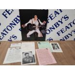 ELVIS PRESLEY ORIGINAL VINTAGE FAN CLUB LETTERS ALONG WITH 1970S ON STAGE LARGE PHOTO BOARD 50 X