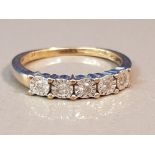 9CT GOLD 5 STONE DIAMOND RING 2.1G SIZE O