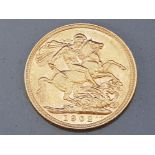 22CT GOLD 1902 FULL SOVEREIGN COIN