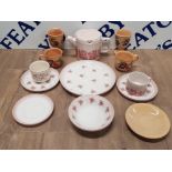 HORNSEA POTTERY TO INCLUDE RETRO PASSION PINK FLORAL TEAPOT AND HORNSEA YEOVIL GOBLETS ETC
