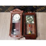 2 REPRODUCTION MAHOGANY WALL CLOCKS