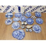 COPELAND SPODE ITALIAN WARE TO INCLUDE EGG CUPS AND SAUCERS A PAIR OF PLATES WITH DIVIDERS