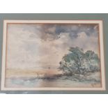A WATERCOLOUR BY GEORGE BLACKIE STICKS 1843-1938 LANDSCAPE WITH TREES SIGNED 12X17CM