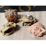 4 PIECES OF BLUE MOON GROTESQUE STUDIO POTTERY BY TOBY KING