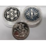 LOT OF THREE PURE SILVER PROOF COINS INCLUDES FESTIVAL OF BRITAIN 1951, QUEEN ELIZABETH 80TH