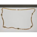 GOLD ON SILVER LONG BEADED NECKLET, 18.1G 75CM LONG