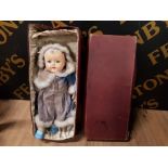 AN IDEAL DOLL IN VICTORIAN STYLE DRESS P200 MADE IN THE USA 47CM LONG APPROX BOXED