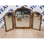 ORNATE GILT FRAMED 3 WAY DRESSING TABLE MIRROR