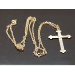 9CT GOLD CROSS PENDANT AND 22IN CHAIN 3.4G