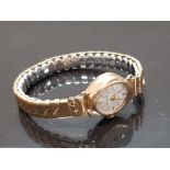 VINTAGE 1966 9CT GOLD CASED LADIES ACCURIST WATCH WITH EXPANDING STYLE STRAP IN WORKING ORDER 13.