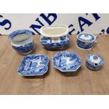 COPELAND SPODE ITALIAN WARE TO INCLUDE A CONDIMENT POT WITH COVER AND HANDLE A VASE PIN DISH ETC