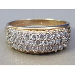 9CT YELLOW GOLD CUBIC SET TURBAN STYLE RING, 2.8G SIZE O