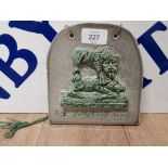 THE CORBRIDGE LION POTTERY PLAQUE 16CM HIGH