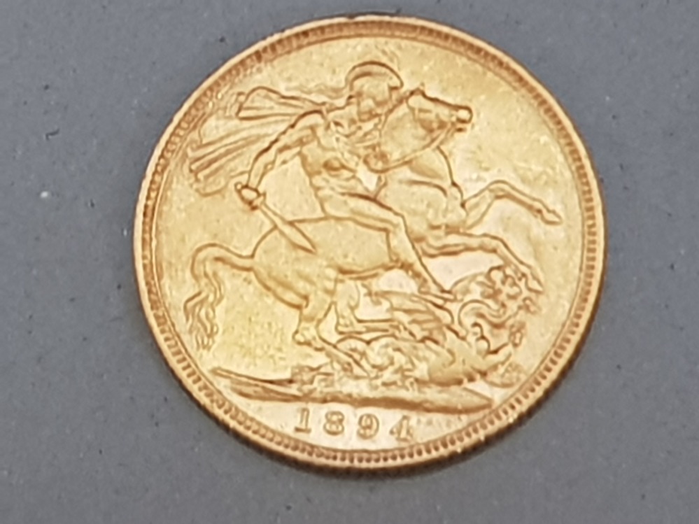 22CT GOLD 1894 FULL SOVEREIGN COIN