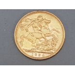 22CT GOLD 1894 FULL SOVEREIGN COIN