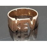 9CT GOLD ''KEV'' RING SIZE Q 5.6G