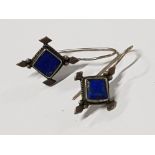 PAIR OF VICTORIAN SILVER EARRINGS WITH LAPIS LAZULI STONES, 2.8G GROSS