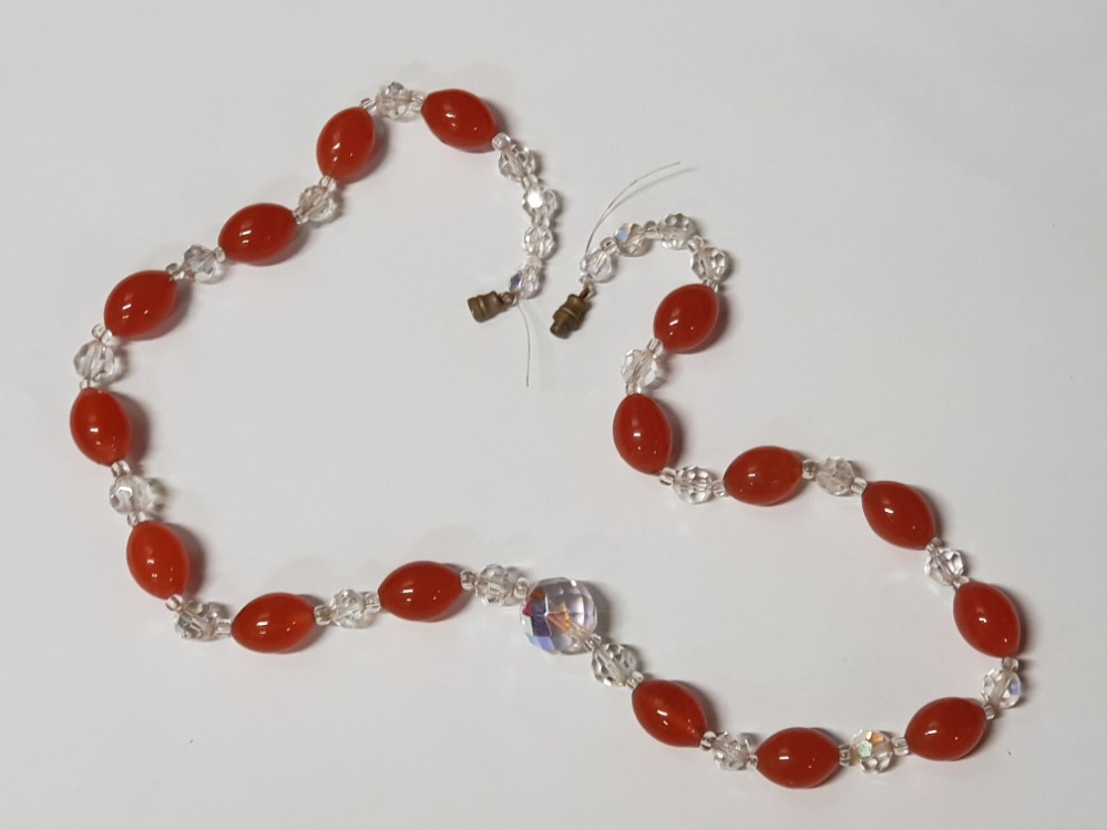 AMBER AND GLASS NECKLACE