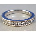 18CT WHITE GOLD DIAMOND HALF ETERNITY RING, APPROXIMATELY .50CT, 3.6G SIZE N