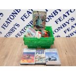 A BOX OF MISCELLANEOUS BOOKS INC FIGHTER PILOT BOOKS WILDLIFE BIRDS ETC