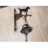 CAST METAL OUTDOOR BELL WITH BLACK LABRADOR DECORATION