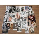 A LARGE AMOUNT OF WHITE PRINTED OR SIGNED PUBLICITY SHOTS, INCLUDES BRIAN RIX, BUDDY GRECO,