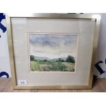 A WATERCOLOUR BY R KILVERT LANDSCAPE WITH RAIN CLOUDS SIGNED 16 X 19CM