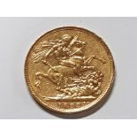 22CT GOLD 1893 FULL SOVEREIGN COIN