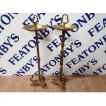 2 VINTAGE BRASS SMOKERS STANDS, HEIGHT 27 INCHES