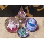 4 PAPERWEIGHTS TO INCLUDE CAITHNESS PASTEL EYC