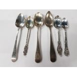 SIX ASSORTED GEORGIAN SILVER AND LATER TEASPOONS ALL HALLMARKED