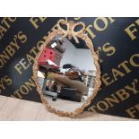 HEAVY BRASS EFFECT OVAL SHAPED HANGING MIRROR